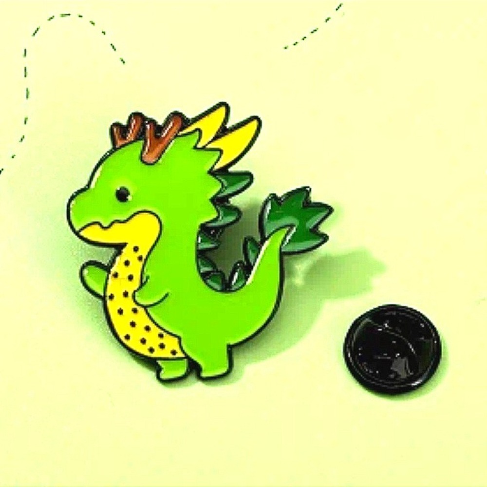 Cute Green Dragon Enamel Pin Badge‎ Accessory for Backpacks Jackets